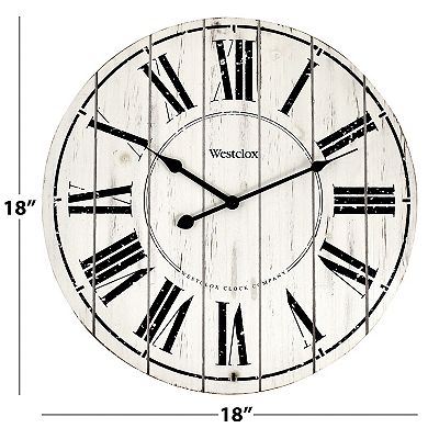 Westclox 18 in. White Washed Wood Wall Clock