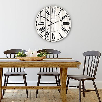 Westclox 18 in. White Washed Wood Wall Clock