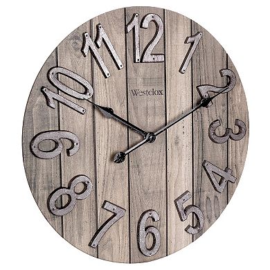 Westclox 15.5 in. Brown Wood Farmhouse Wall Clock