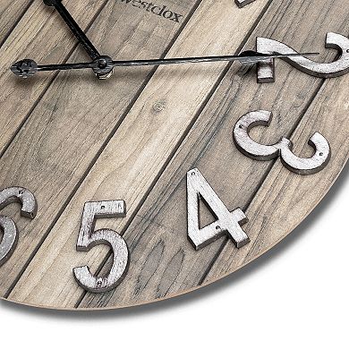 Westclox 15.5 in. Brown Wood Farmhouse Wall Clock