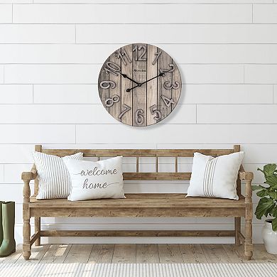 Westclox 15.5 in. Brown Wood Farmhouse Wall Clock