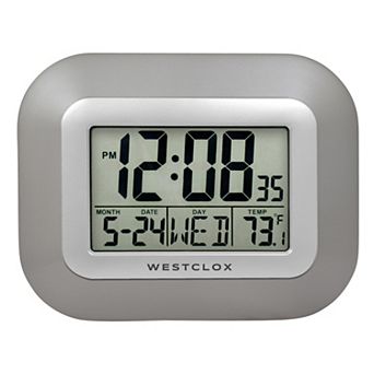 Westclox Silver LCD Modern Digital Wall Clock