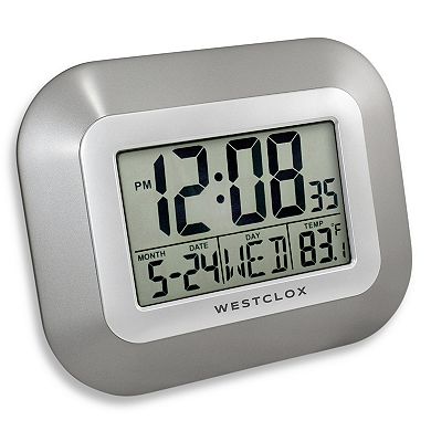 Westclox Silver LCD Modern Digital Wall Clock