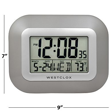 Westclox Silver LCD Modern Digital Wall Clock