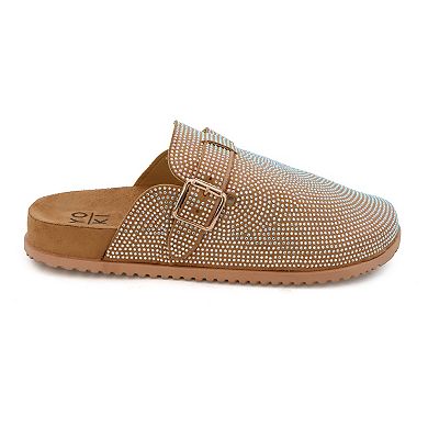 Yoki TAMARA-03 Women's Rhinestone Coated Slip-On Buckle Clogs