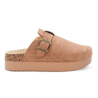 Yoki Claude-04 Women's Faux Suede Slip On Platform Clogs