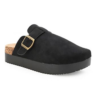 Yoki Claude-04 Women's Faux Suede Slip On Platform Clogs