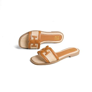 Yoki Slide Raffia H-Band Upper Women's Sandals