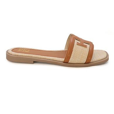 Yoki Slide Raffia H-Band Upper Women's Sandals