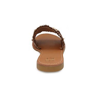 Yoki KARMEN-20 Raffia Woven Flat Buckle Women's Slide Sandals