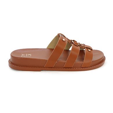 Yoki Nicole-17 Women's Fisherman Footbed Flat Slide Sandals