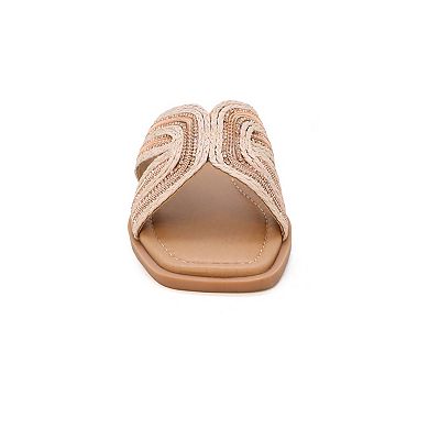 Yoki Suzana-15 Women's Beaded H-Band Upper Flat Square Toe Sandals