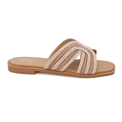 Yoki Suzana-15 Women's Beaded H-Band Upper Flat Square Toe Sandals