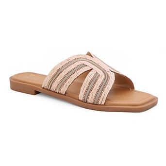 Yoki Suzana-15 Women's Beaded H-Band Upper Flat Square Toe Sandals