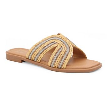 Yoki Suzana-15 Women's Beaded H-Band Upper Flat Square Toe Sandals