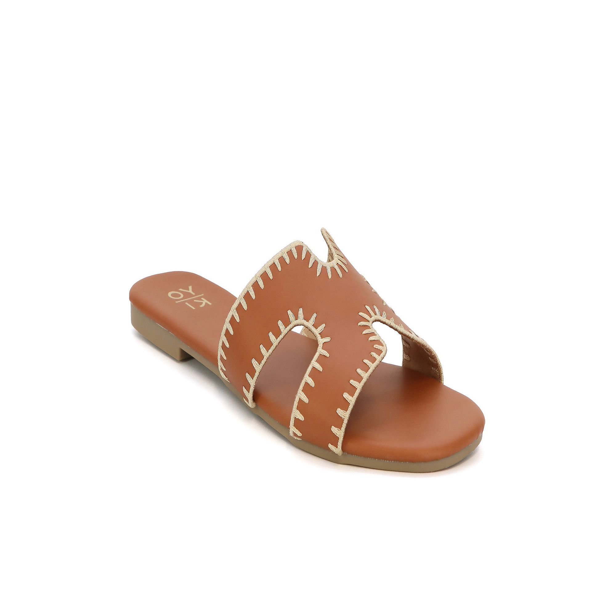 Yoki Essie-29 Womens Open Toe H-Band Stitch Sandals, Size: 5.5 Medium, Red