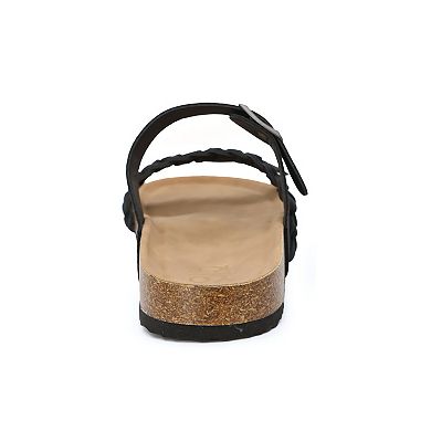 Yoki Women's Double Buckle Slide Sandal With Braid Strap