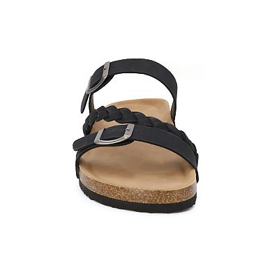 Yoki Women's Double Buckle Slide Sandal With Braid Strap