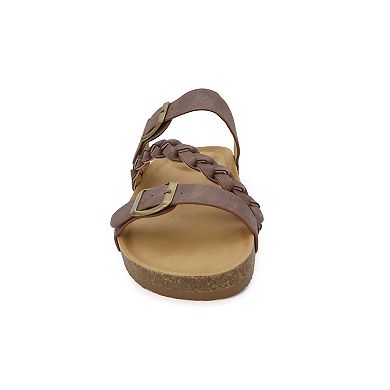 Yoki Women's Double Buckle Slide Sandal With Braid Strap