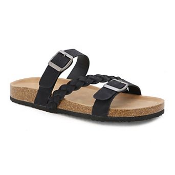 Yoki Women's Double Buckle Slide Sandal With Braid Strap