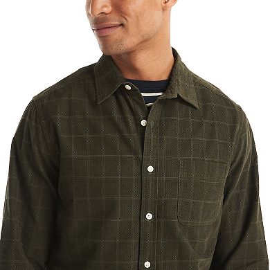 Men's Nautica Long Sleeve Corduroy Plaid Dobby Shirt