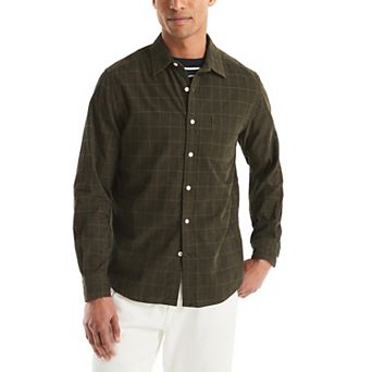 Men's Nautica Long Sleeve Corduroy Plaid Dobby Shirt