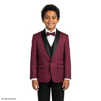 5 pc Paisley Tuxedo Suit Set w/ Dress Shirt and Tie, Little Boys (4-7)