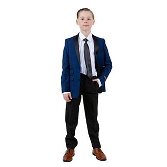 4 pc Solid Suit Set Tuxedo Look w/ Tie, Little Boys (4-7)