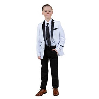 4 pc Solid Suit Set Tuxedo Look w/ Tie, Little Boys (4-7)