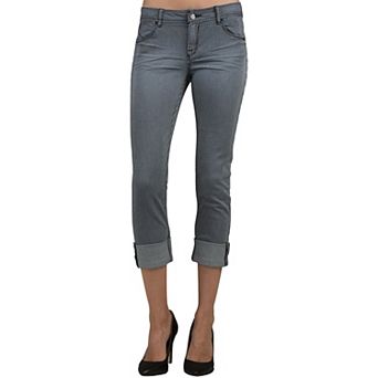 Women's Pin Stripe Stretch Denim Slim Fit Capri Jeans
