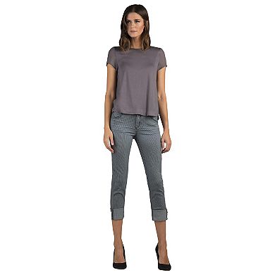 Women's Pin Stripe Stretch Denim Slim Fit Capri Jeans