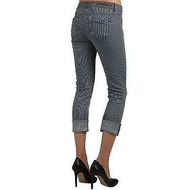 Women's Pin Stripe Stretch Denim Slim Fit Capri Jeans