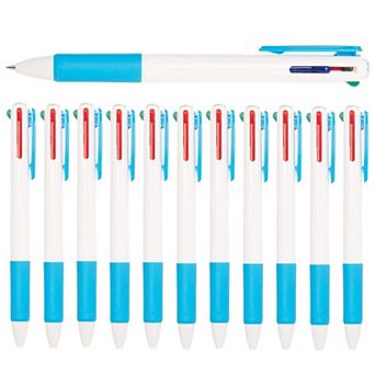 12 Pack 4-in-1 Multicolor Retractable Pens, Ideal for School, Office Supplies