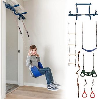 6 pc Doorway Gym Set, For Kids And Adults, Holds Up To 300 Lbs