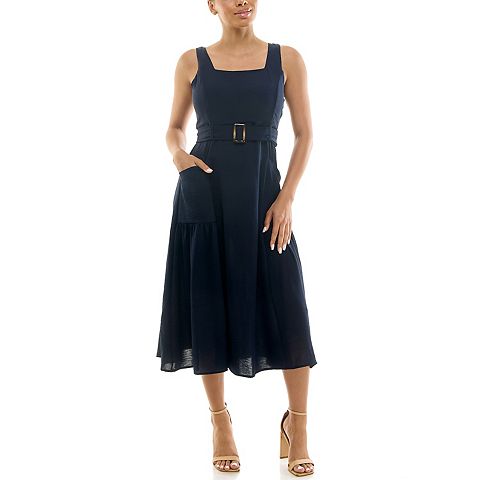 Женские платья Nina Leonard Women's Nina Leonard Square Neck Self Sash Dress