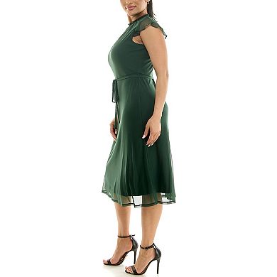Women's Nina Leonard Smocked Flutter Sleeve Dress