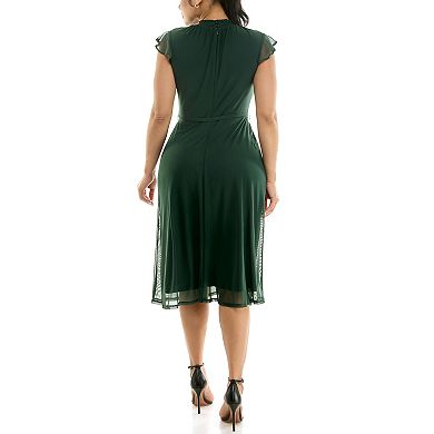 Women's Nina Leonard Smocked Flutter Sleeve Dress