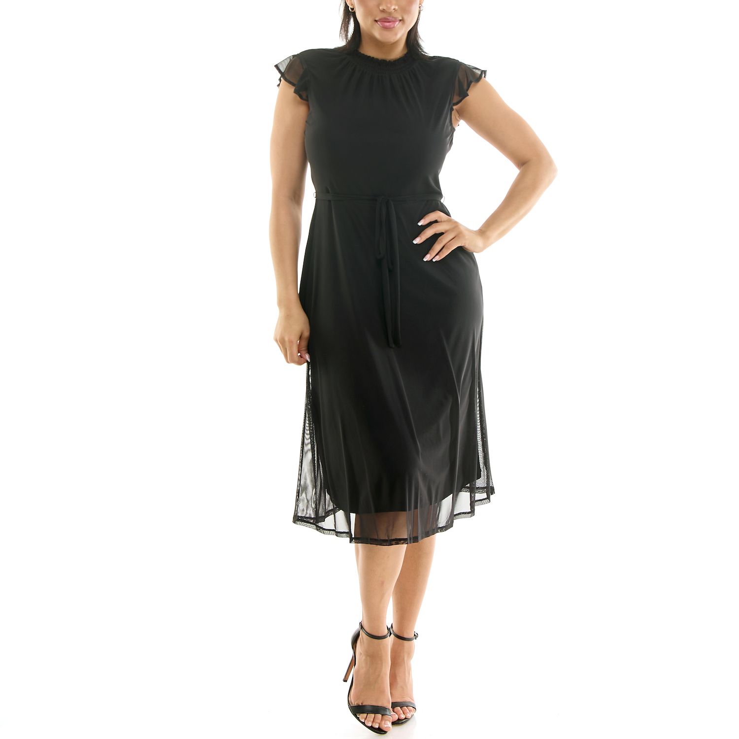 Женские платья Nina Leonard Smocked Flutter Sleeve Dress