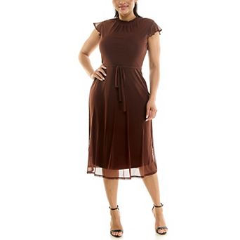 Women's Nina Leonard Smocked Flutter Sleeve Dress