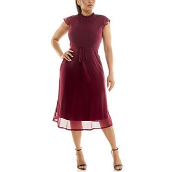 Women's Nina Leonard Smocked Flutter Sleeve Dress