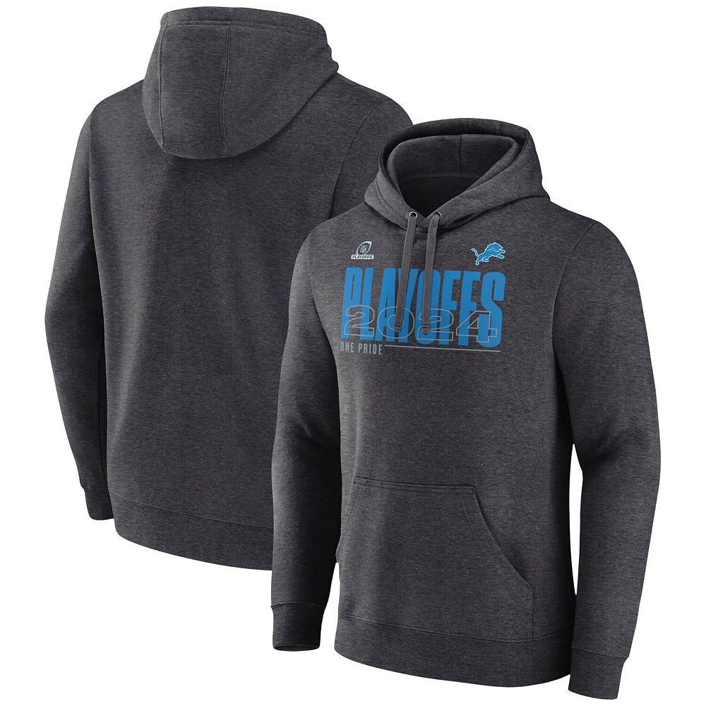 Men's Fanatics Heather Charcoal Detroit Lions 2024 NFL Playoffs Fleece ...