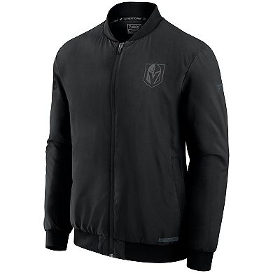 Men's Fanatics Black Vegas Golden Knights Authentic Pro Road Full-Zip Bomber Jacket
