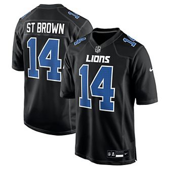 Men's Nike Amon-Ra St. Brown Carbon Black Detroit Lions Carbon Fashion Jersey