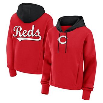 Women's Fanatics Red Cincinnati Reds Oversized High Hip Legacy Fleece Pullover Hoodie