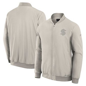 Men's Fanatics Cream Seattle Kraken Authentic Pro Road Full-Zip Bomber Jacket