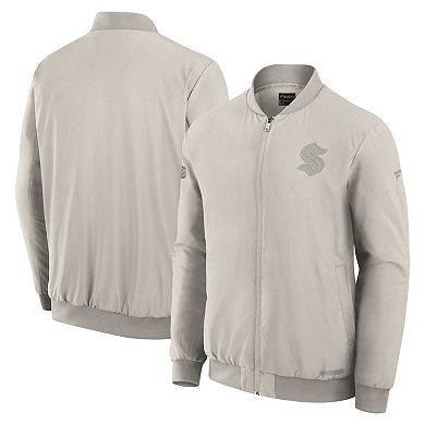 Men's Fanatics Cream Seattle Kraken Authentic Pro Road Full-Zip Bomber Jacket