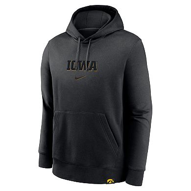 Men's Nike Black Iowa Hawkeyes Statement Wordmark Lockup Pullover Hoodie