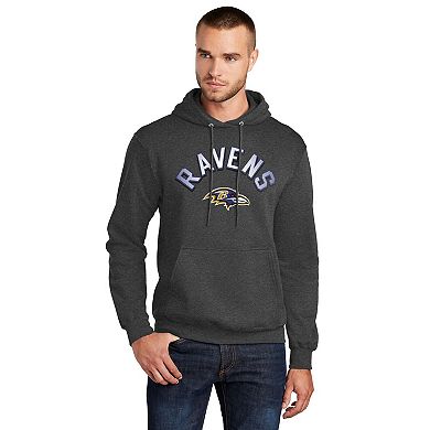 Men's Starter Charcoal Baltimore Ravens Arch Over Logo Pullover Hoodie