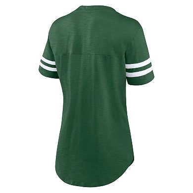 Women's Fanatics Green New York Jets Rhinestone Speed Tested V-Neck T-Shirt