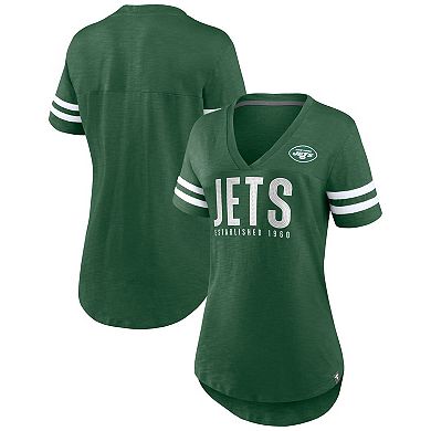 Women's Fanatics Green New York Jets Rhinestone Speed Tested V-Neck T-Shirt